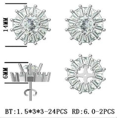 Sterling Silver Semi Mount Earrings Setting Round RD 6x6mm - Syzjewelry