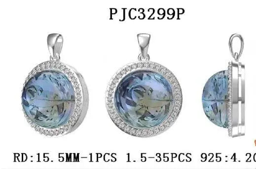 Sterling Silver Semi Mount Pendant Setting Round RD 15.5mm - Syzjewelry