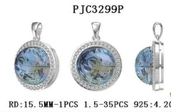 Sterling Silver Semi Mount Pendant Setting Round RD 15.5mm - Syzjewelry