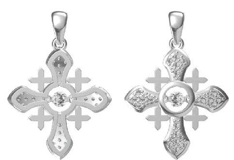 Sterling Silver Semi Mount Pendant Setting Round RD 3x3mm - Syzjewelry