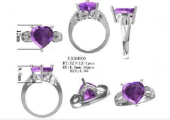 Sterling Silver Semi Mount Ring Setting Heart HT 12X12mm - Syzjewelry