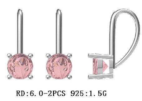 Sterling Silver Semi Mount Earrings Setting Round RD 6x6mm - Syzjewelry