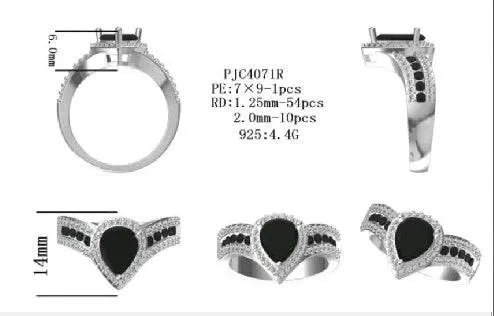 Sterling Silver Semi Mount Ring Setting Pear PE 9X7mm - Syzjewelry