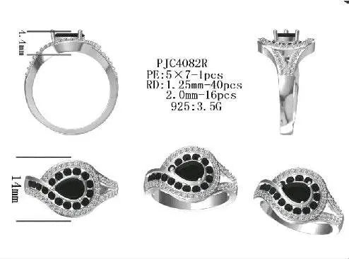 Sterling Silver Semi Mount Ring Setting Pear PE 7X5mm - Syzjewelry