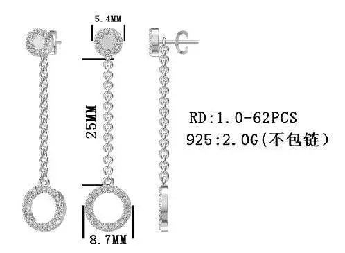 Sterling Silver Semi Mount Earrings Setting Round RD 1.0mm - Syzjewelry