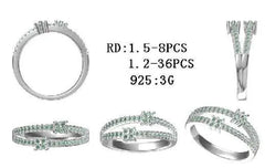 Sterling Silver Semi Mount Ring Setting Round RD 1.5mm - Syzjewelry