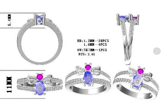 Sterling Silver Semi Mount Ring Setting Oval OV 7X5mm - Syzjewelry