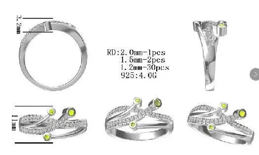 Sterling Silver Semi Mount Ring Setting Round RD 2x2mm - Syzjewelry