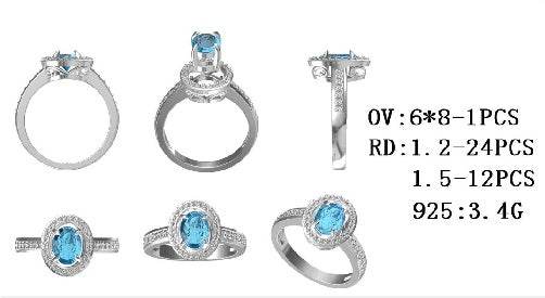 Sterling Silver Semi Mount Ring Setting Oval OV 8X6mm - Syzjewelry