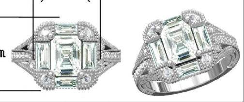 Sterling Silver Semi Mount Ring Setting Emerald OCT 8X6mm - Syzjewelry