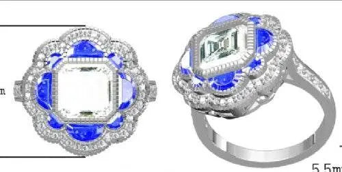 Sterling Silver Semi Mount Ring Setting Emerald OCT 8X8mm - Syzjewelry