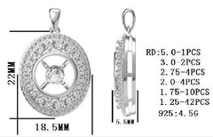 Sterling Silver Semi Mount Pendant Setting Round RD 5x5mm - Syzjewelry