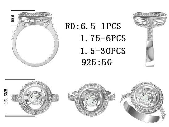 Sterling Silver Semi Mount Ring Setting Round RD 6.5mm - Syzjewelry