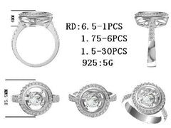 Sterling Silver Semi Mount Ring Setting Round RD 6.5mm - Syzjewelry