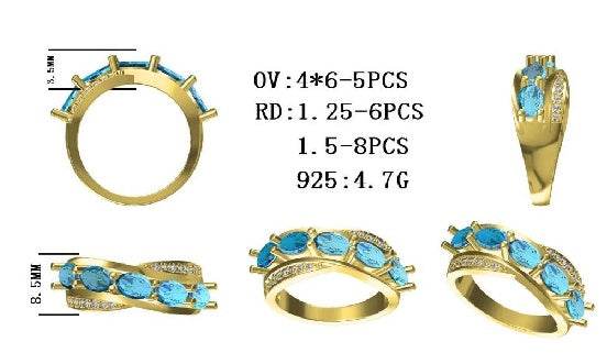 Sterling Silver Semi Mount Ring Setting Oval OV 6X4mm - Syzjewelry