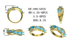 Sterling Silver Semi Mount Ring Setting Oval OV 6X4mm - Syzjewelry