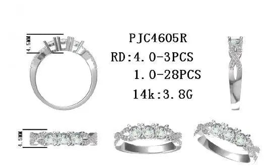 Sterling Silver Semi Mount Ring Setting Round RD 4x4mm - Syzjewelry