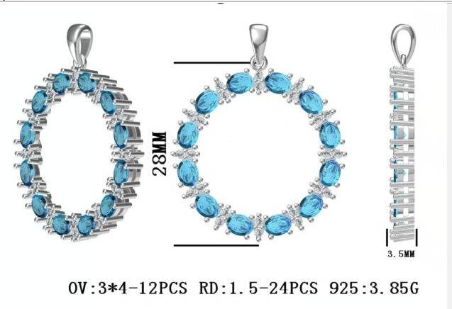 Sterling Silver Semi Mount Pendant Setting Oval OV 4X3mm - Syzjewelry