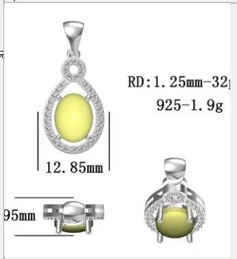 Sterling Silver Semi Mount Pendant Setting Oval OV 10X8mm - Syzjewelry