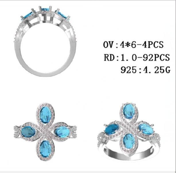 Sterling Silver Semi Mount Ring Setting Oval OV 6X4mm - Syzjewelry