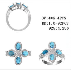 Sterling Silver Semi Mount Ring Setting Oval OV 6X4mm - Syzjewelry