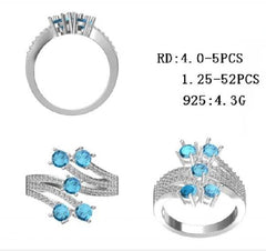 Sterling Silver Semi Mount Ring Setting Round RD 4x4mm - Syzjewelry