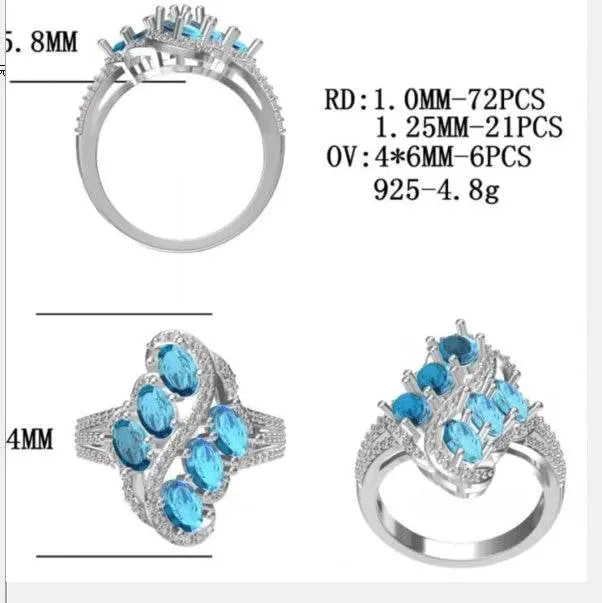 Sterling Silver Semi Mount Ring Setting Oval OV 6X4mm - Syzjewelry