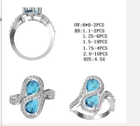 Sterling Silver Semi Mount Ring Setting Pear PE 8X6mm - Syzjewelry