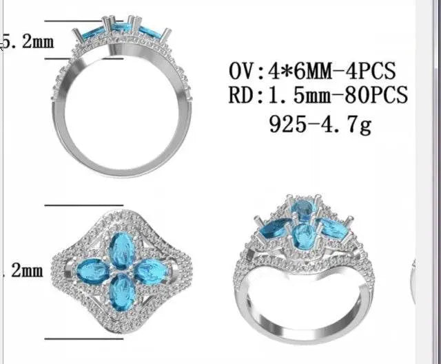 Sterling Silver Semi Mount Ring Setting Oval OV 6X4mm - Syzjewelry