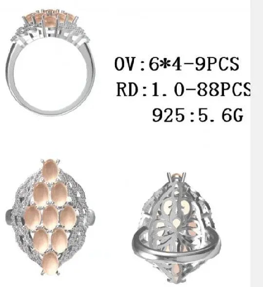 Sterling Silver Semi Mount Ring Setting Oval OV 6X4mm - Syzjewelry