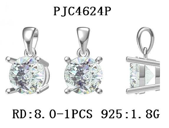 Sterling Silver Semi Mount Pendant Setting Round RD 8x8mm - Syzjewelry