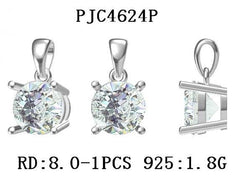 Sterling Silver Semi Mount Pendant Setting Round RD 8x8mm - Syzjewelry