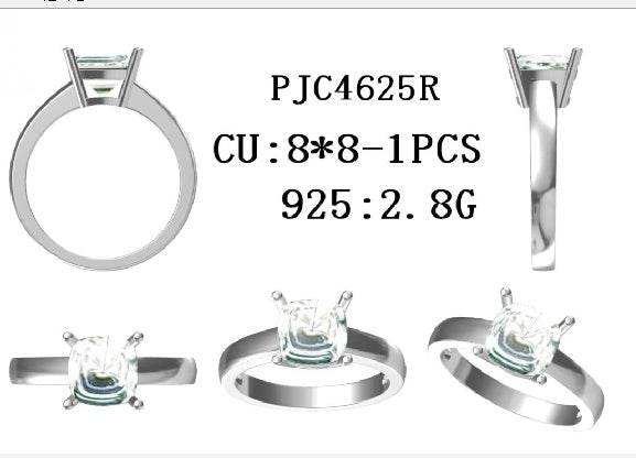 Sterling Silver Semi Mount Ring Setting Cushion CU 8X8mm - Syzjewelry