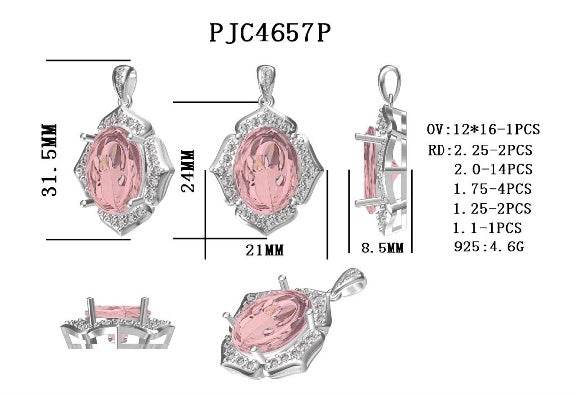 Sterling Silver Semi Mount Pendant Setting Oval OV 16X12mm - Syzjewelry