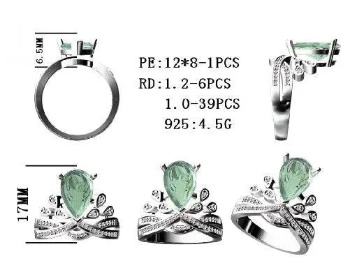 Sterling Silver Semi Mount Ring Setting Pear PE 12X8mm - Syzjewelry