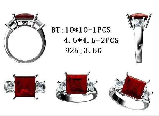 Sterling Silver Semi Mount Ring Setting Princess SQ 10X10mm - Syzjewelry