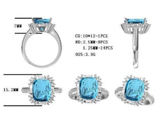 Sterling Silver Semi Mount Ring Setting Cushion CU 12X10mm - Syzjewelry