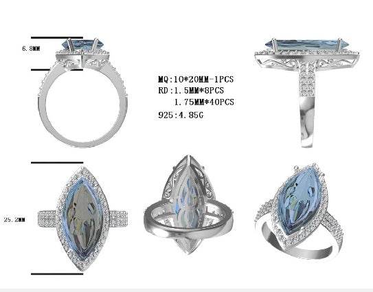 Sterling Silver Semi Mount Ring Setting Marquise MQ 20X10mm - Syzjewelry