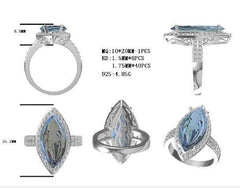 Sterling Silver Semi Mount Ring Setting Marquise MQ 20X10mm - Syzjewelry