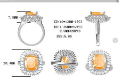 Sterling Silver Semi Mount Ring Setting Cushion CU 12X10mm - Syzjewelry