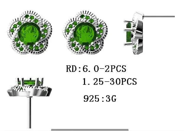 Sterling Silver Semi Mount Earrings Setting Round RD 6x6mm - Syzjewelry