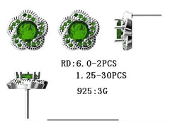 Sterling Silver Semi Mount Earrings Setting Round RD 6x6mm - Syzjewelry