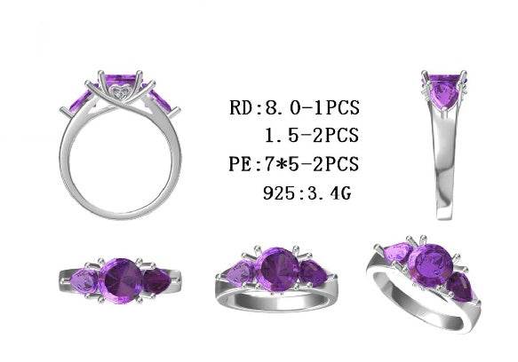 Sterling Silver Semi Mount Ring Setting Round RD Center主石mm - Syzjewelry