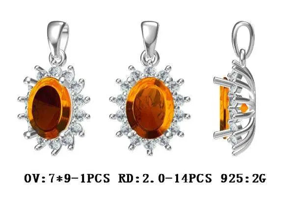 Sterling Silver Semi Mount Pendant Setting Oval OV 9X7mm - Syzjewelry