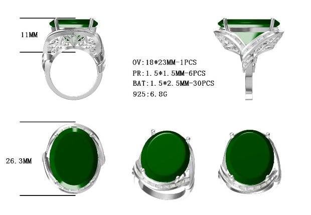 Sterling Silver Semi Mount Ring Setting Oval OV 23X18mm - Syzjewelry