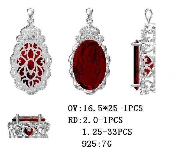 Sterling Silver Semi Mount Pendant Setting Oval OV 23.8X16.3mm - Syzjewelry