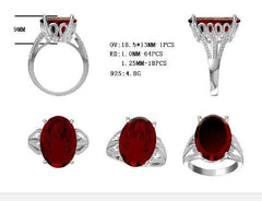 Sterling Silver Semi Mount Ring Setting Oval OV 18.5X13mm - Syzjewelry