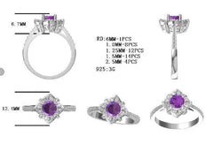 Sterling Silver Semi Mount Ring Setting Round RD 6x6mm - Syzjewelry