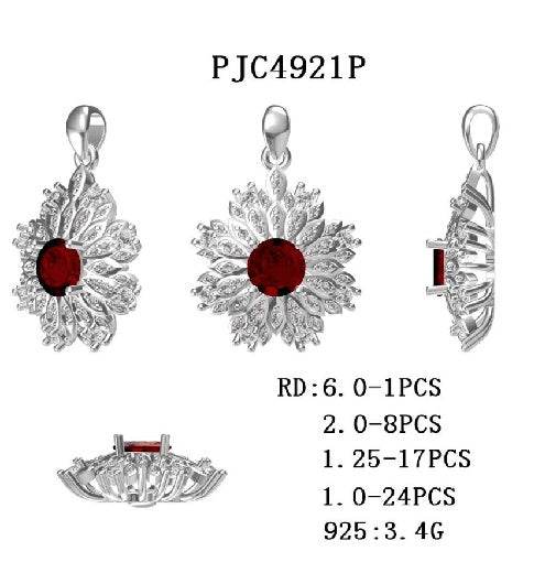 Sterling Silver Semi Mount Pendant Setting Round RD 6x6mm - Syzjewelry