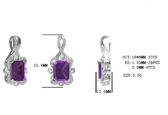 Sterling Silver Semi Mount Pendant Setting Emerald OCT 10X8mm - Syzjewelry